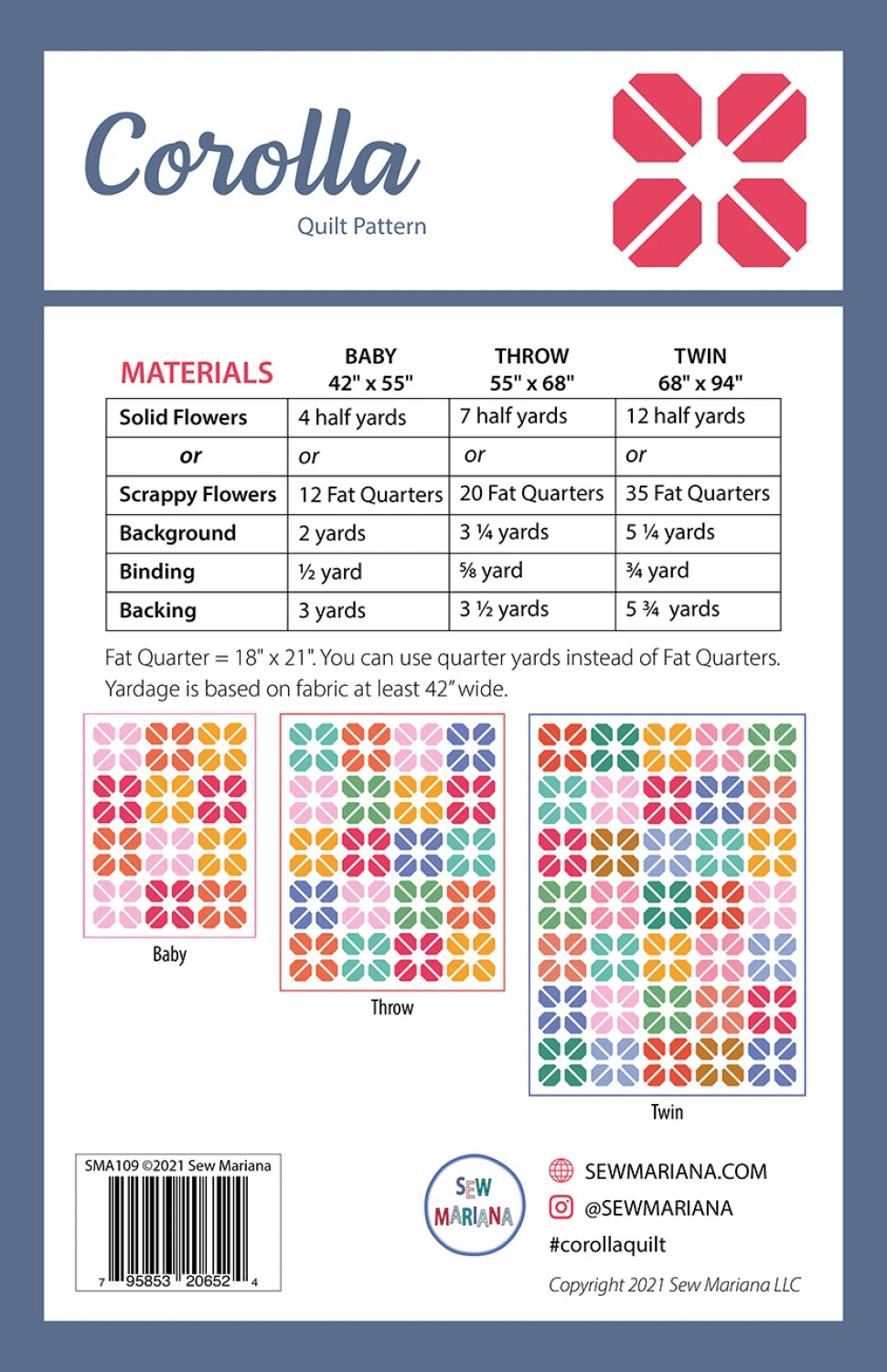 Corolla Quilt Pattern by Sew Mariana