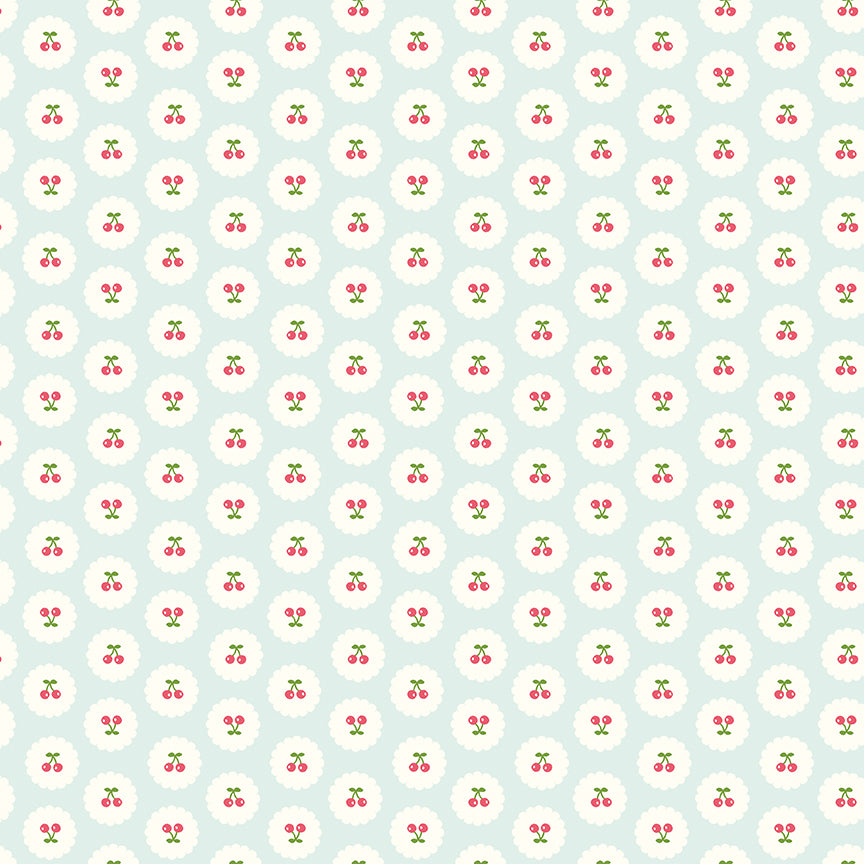 Cotton Nook by Minki Kim : Cherries Bleached Denim C17973-BLEACHEDDENIM