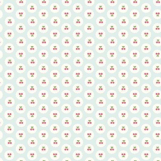 Cotton Nook by Minki Kim : Cherries Bleached Denim C17973-BLEACHEDDENIM