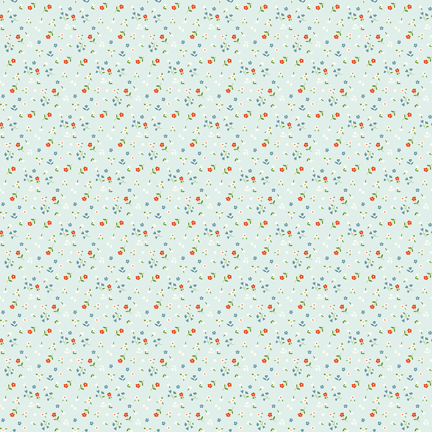 Cotton Nook by Minki Kim : Flowers Bleached Denim C17975-BLEACHEDDENIM