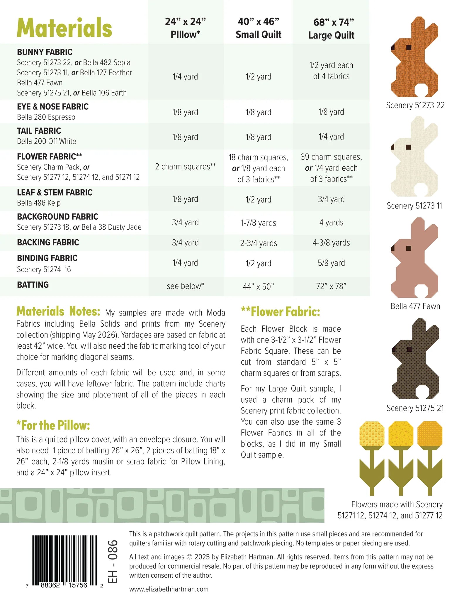 Cottontails Quilt Pattern featuring Scenery by Elizabeth Hartman - Estimated Arrival Feb. 2026