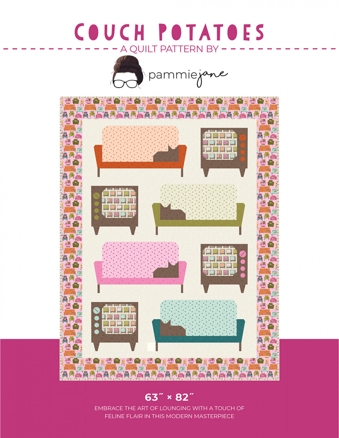 Couch Potatoes FPP Quilt Pattern by Pammie Jane