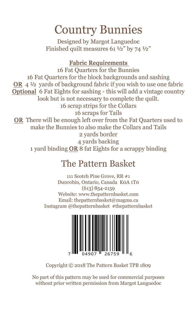 Country Bunnies Quilt Pattern by The Pattern Basket