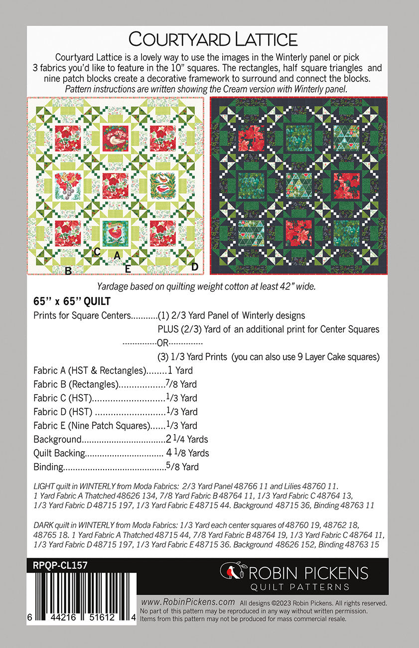 Courtyard Lattice Quilt Pattern featuring Winterly by Robin Pickens