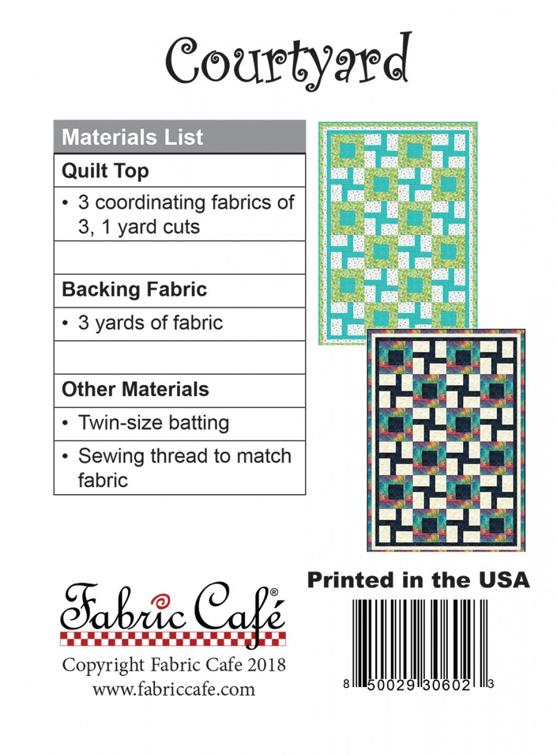 Courtyard Quilt Pattern by Fabric Cafe