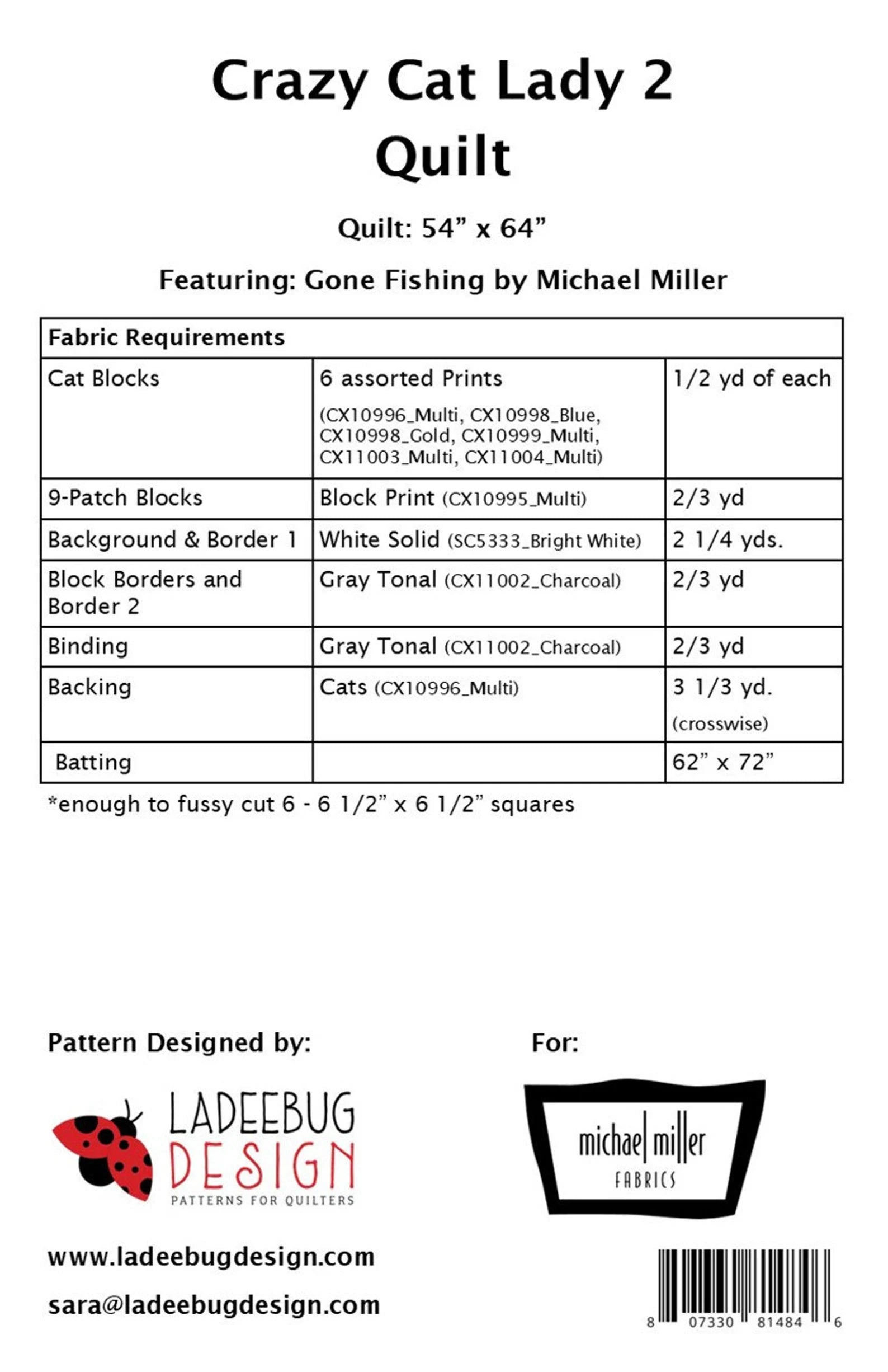 Crazy Cat Lady 2 Quilt Pattern - Special Order