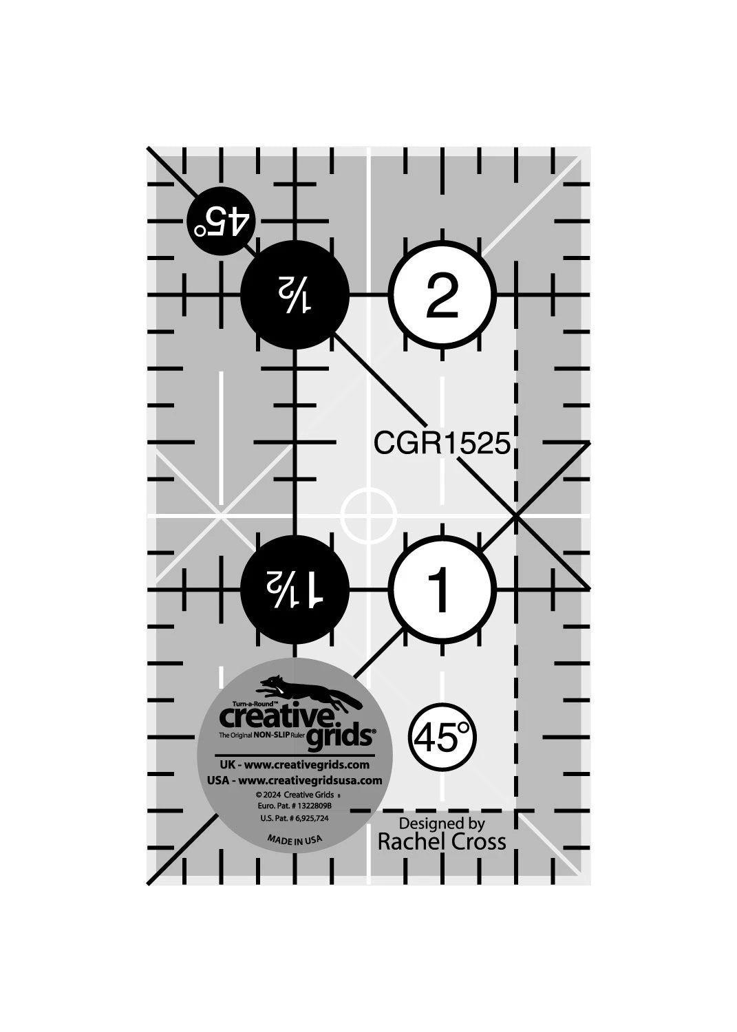 Creative Grids Quilt Ruler 1-1/2in x 2-1/2in Rectangle CGR1525