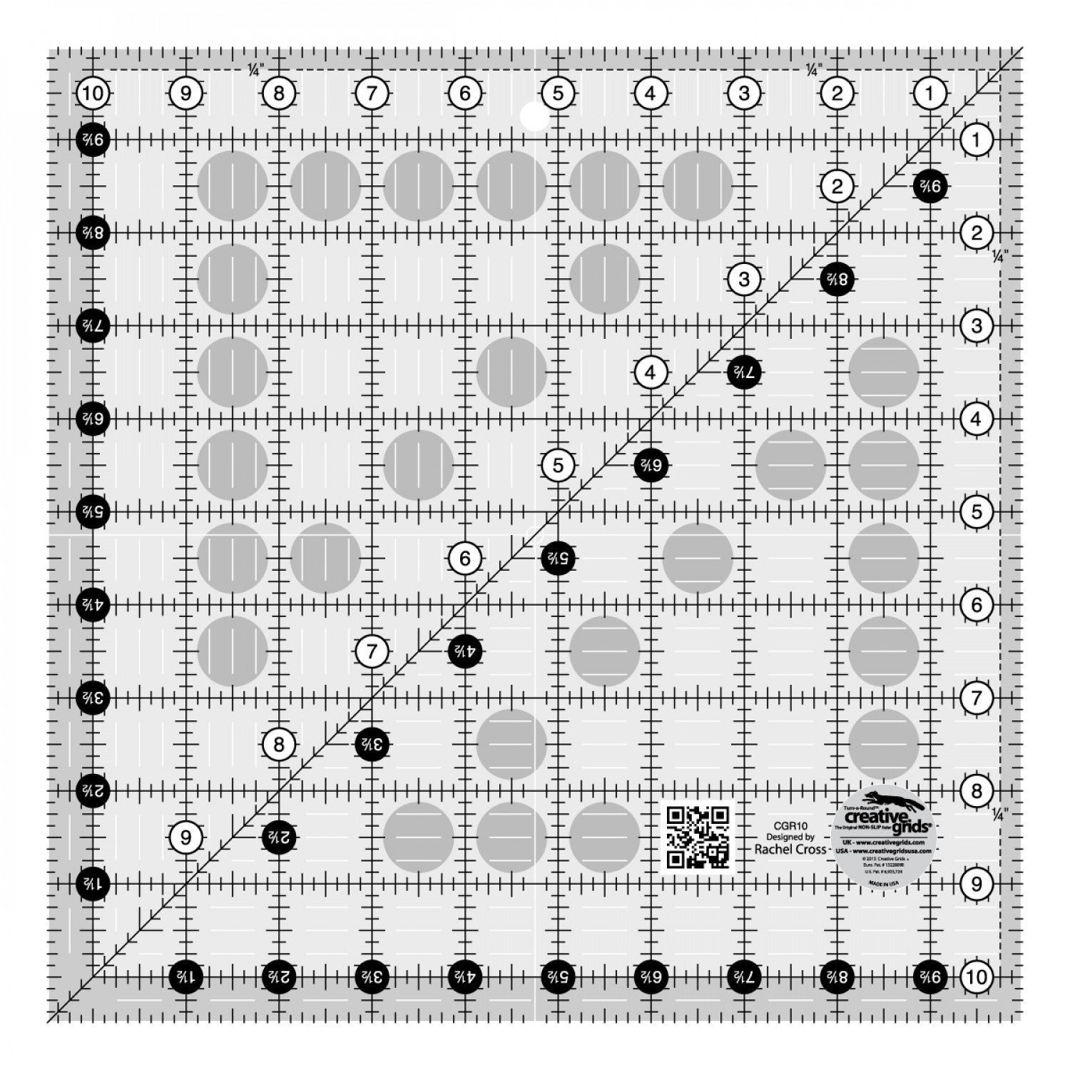 Creative Grids Quilt Ruler 10-1/2in Square CGR10