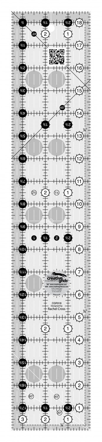 Creative Grids Quilt Ruler 3-1/2in x 18-1/2in Rectangle CGR318
