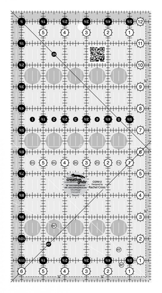 Creative Grids Quilt Ruler 6-1/2in x 12-1/2in Rectangle CGR612