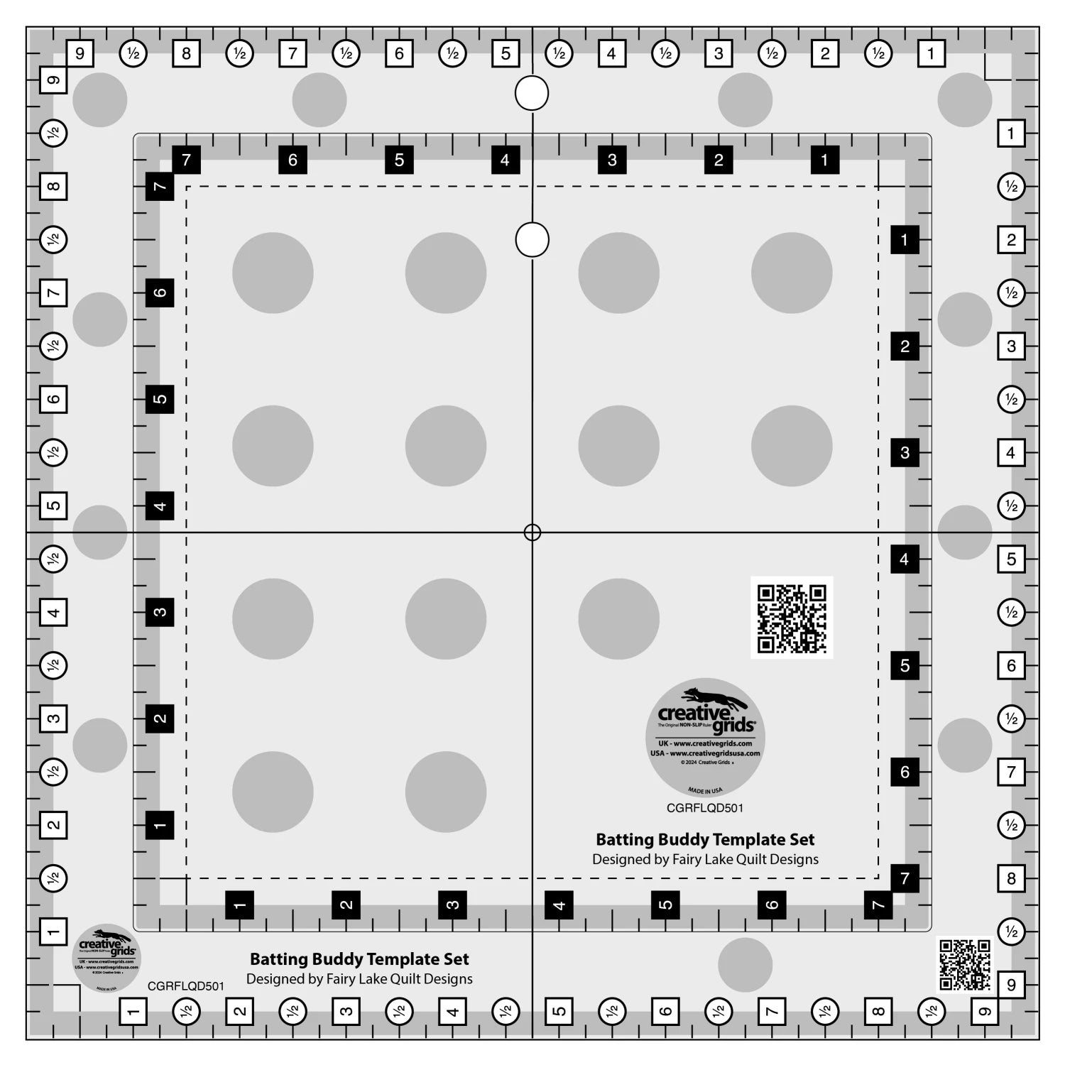 Creative Grids Quilt Ruler Batting Buddy Template Set CGRFLQD501