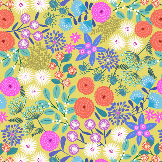 Creative Landscapes - Mountains and Shores by Lewis & Irene : Landscape Floral Sunny Day Yellow - L23B