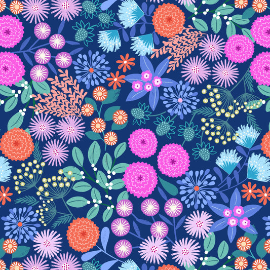 Creative Landscapes - Mountains and Shores by Lewis & Irene : Landscape Floral Dark Blue L23C