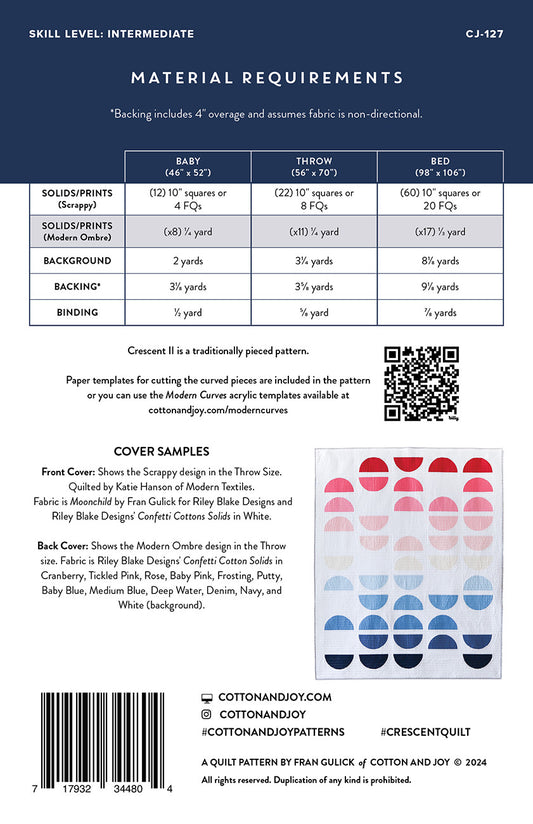 Crescent II Quilt Pattern # CJ127 - Special Order