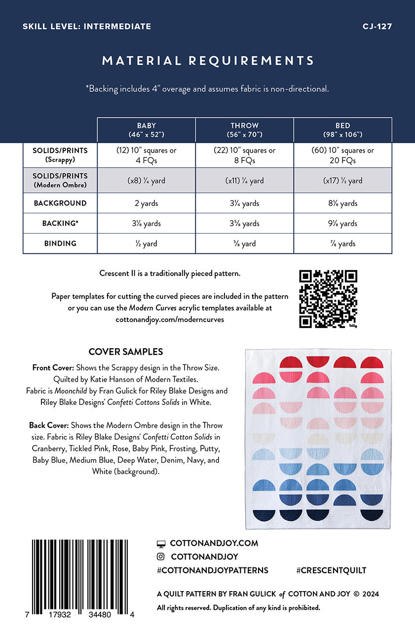 Crescent II Quilt Pattern by Cotton and Joy