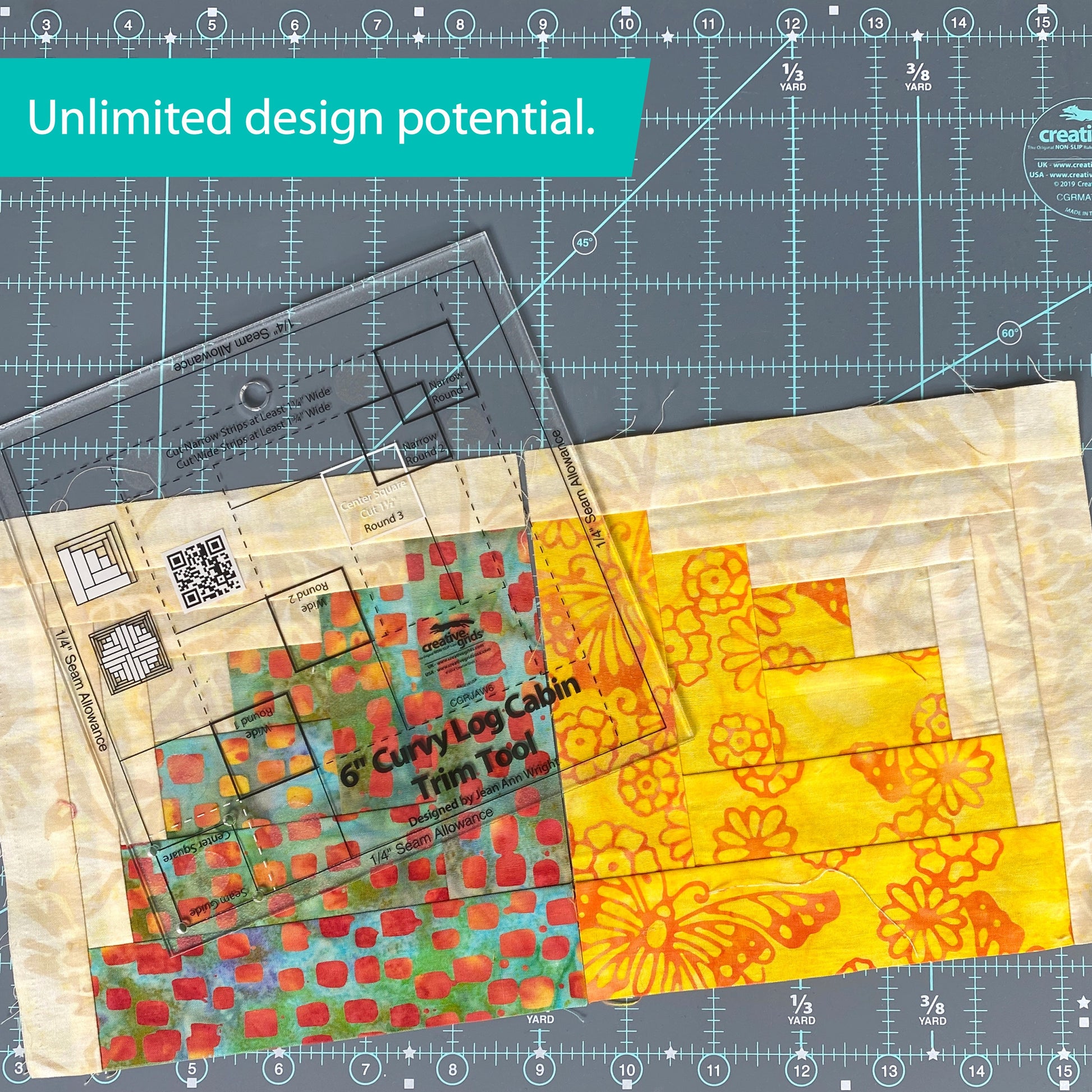 Curvy Log Cabin Trim Tool 6in Finished Blocks Quilt Ruler CGRJAW6