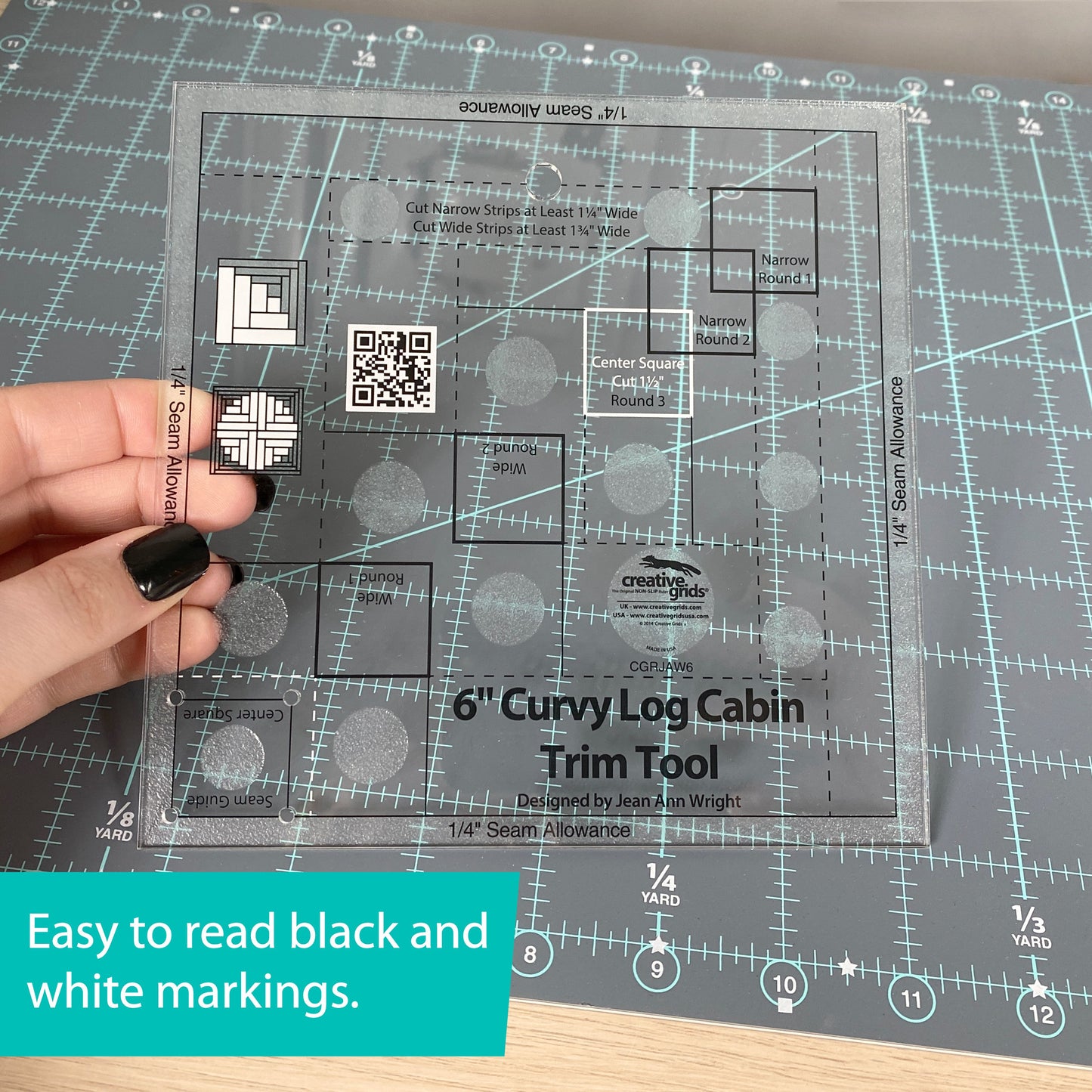 Curvy Log Cabin Trim Tool 6in Finished Blocks Quilt Ruler CGRJAW6