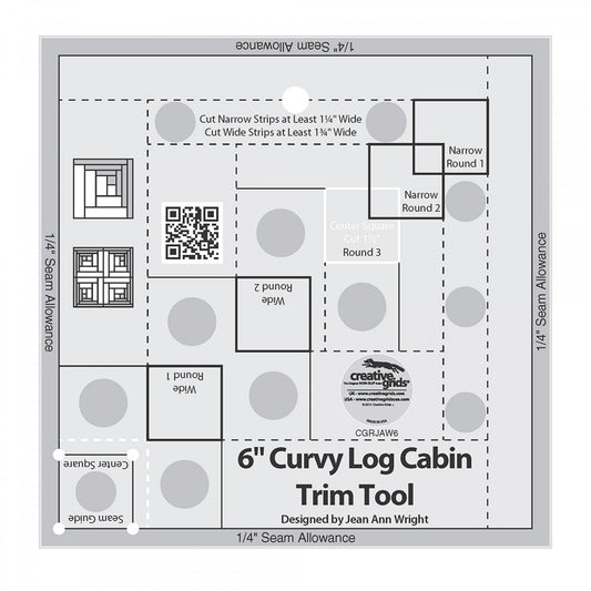 Curvy Log Cabin Trim Tool 6in Finished Blocks Quilt Ruler CGRJAW6