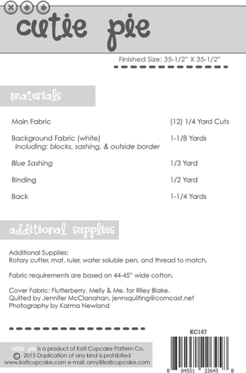 Cutie Pie Quilt Pattern - Special Order