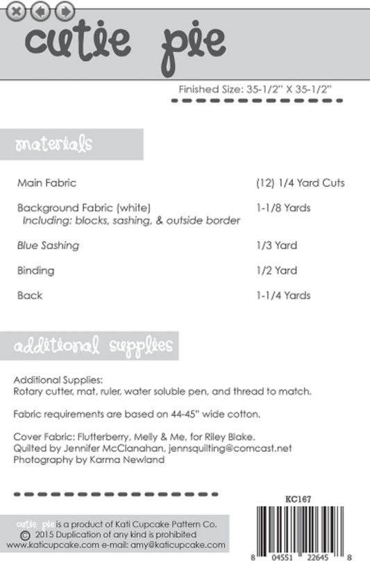 Cutie Pie Quilt Pattern - Special Order