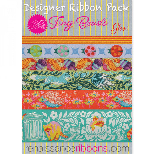 Tula Pink Tiny Beasts Glow Designer Ribbon Pack # DP100-1-GLOW - Special Order