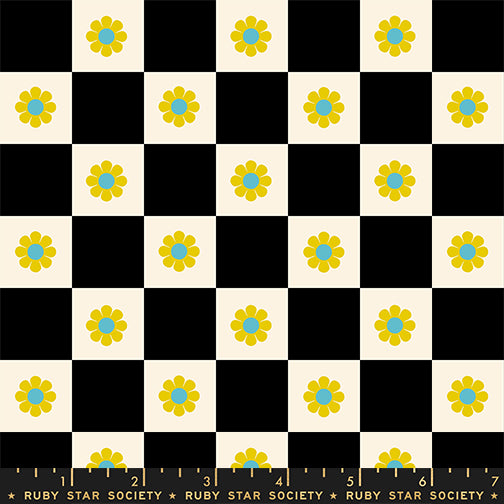 Daisy Days by Alexia Marcelle Abegg : Flower Checks Black RS4178 15