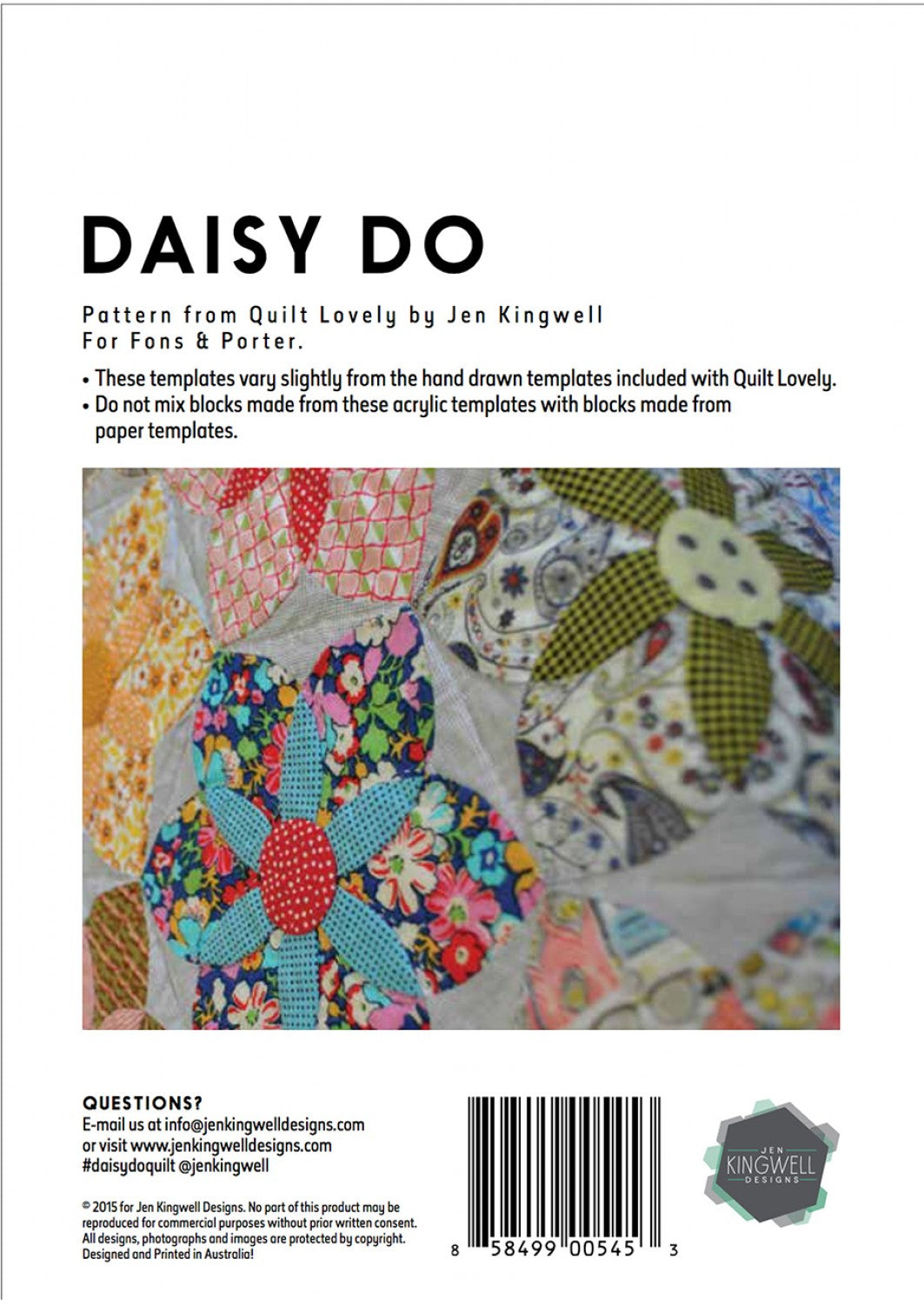 Daisy Do Template Only by Jen Kingwell Designs - Special Order