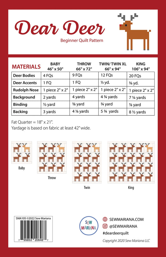 Dear Deer Quilt Pattern by Sew Mariana