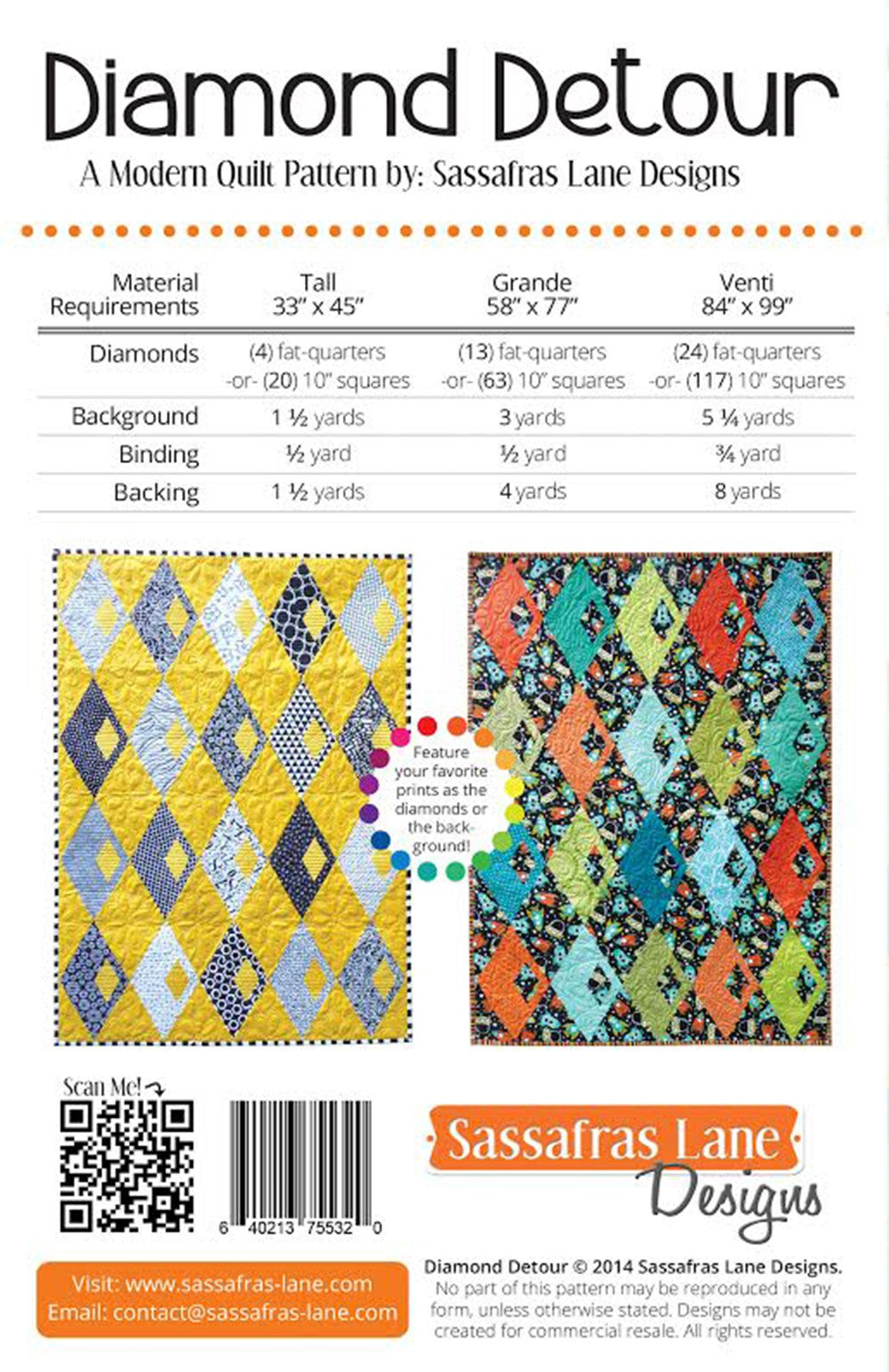 Diamond Detour Quilt Pattern by Sassafras Lane - Special Order
