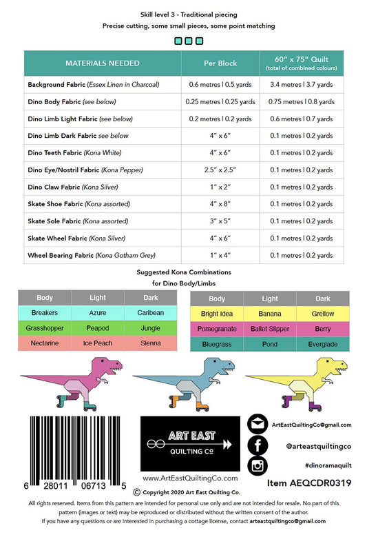 Dinorama - TRex Quilt Pattern # AEQCDR0319 - Special Order