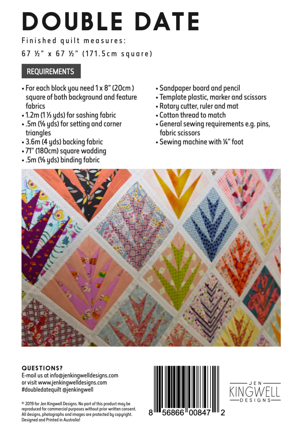 Double Date Pattern & Acrylic Template by Jen Kingwell Designs