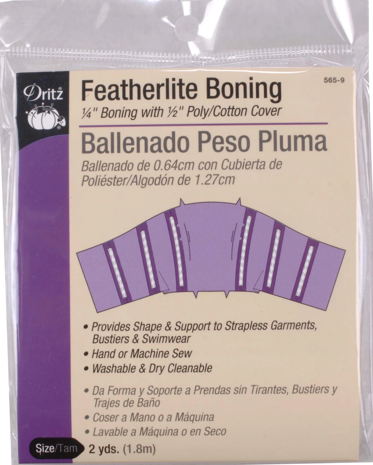 Dritz Boning Featherlite 1/2in x 2yds White # 565-9