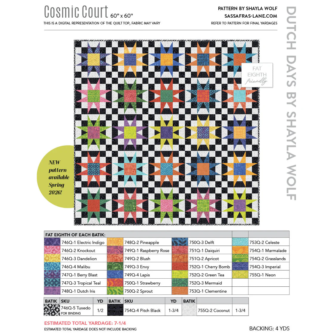 Dutch Days Batiks by Shayla Wolf of Sassafras Lane Designs - Cosmic Court Quilt Kit