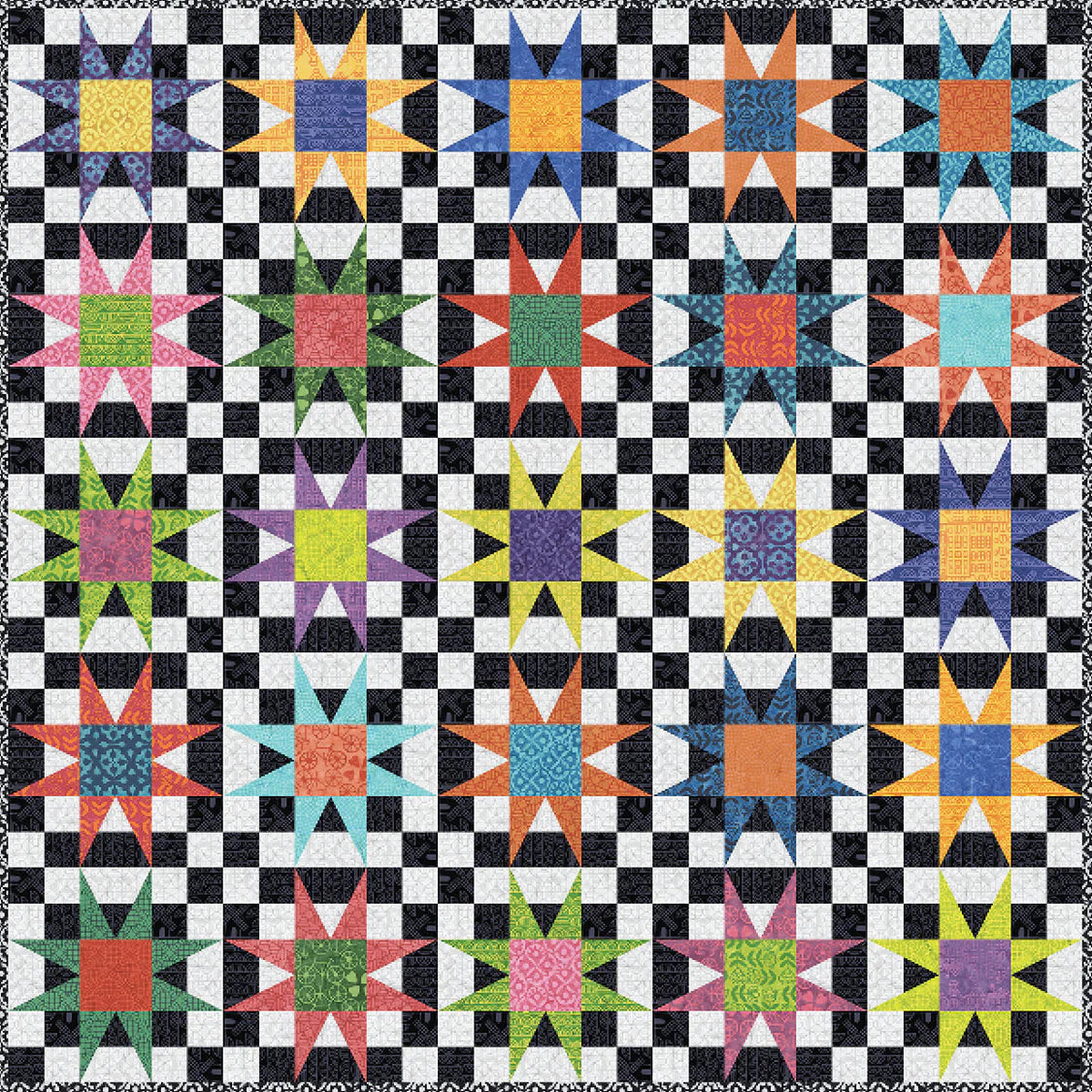 Dutch Days Batiks by Shayla Wolf of Sassafras Lane Designs - Cosmic Court Quilt Reference