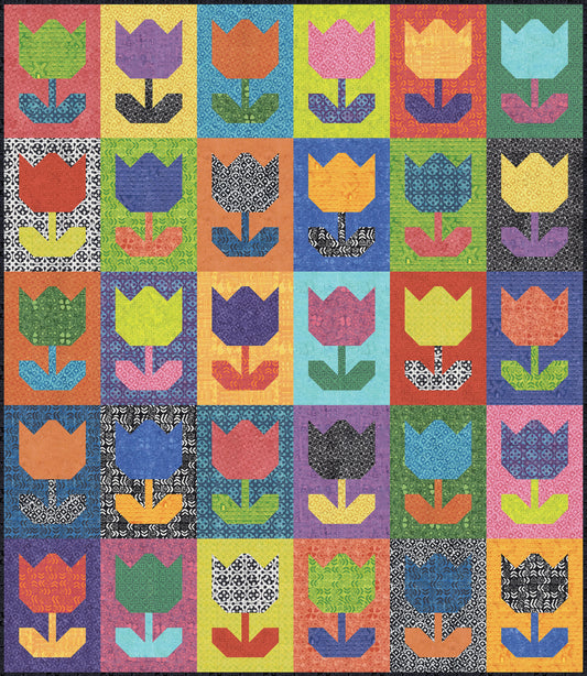 Dutch Days Batiks by Shayla Wolf of Sassafras Lane Designs - Fat Bottom Blooms Quilt Reference