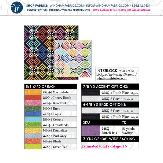 Dutch Days Batiks by Shayla Wolf of Sassafras Lane Designs - Interlock Quilt Kit