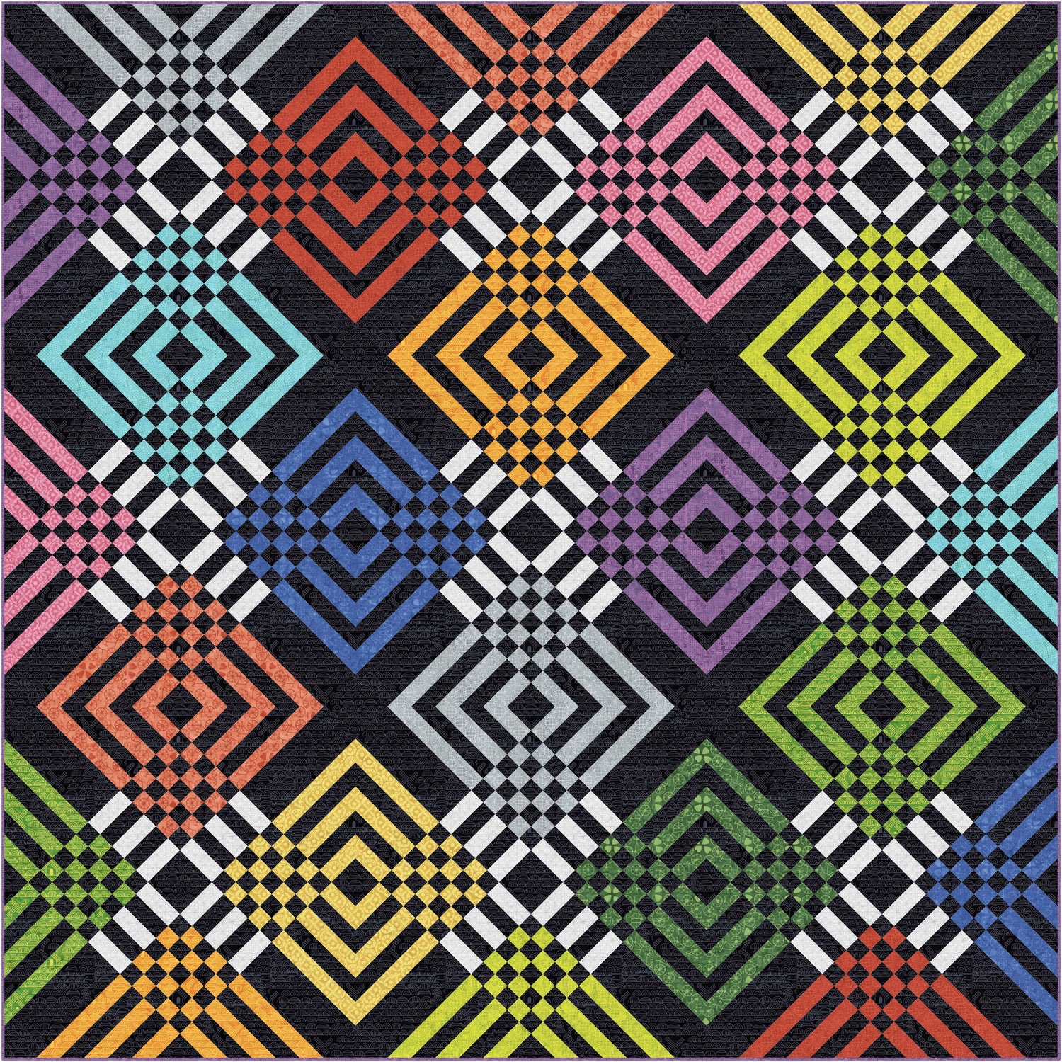 Dutch Days Batiks by Shayla Wolf of Sassafras Lane Designs - Interlock Quilt Reference