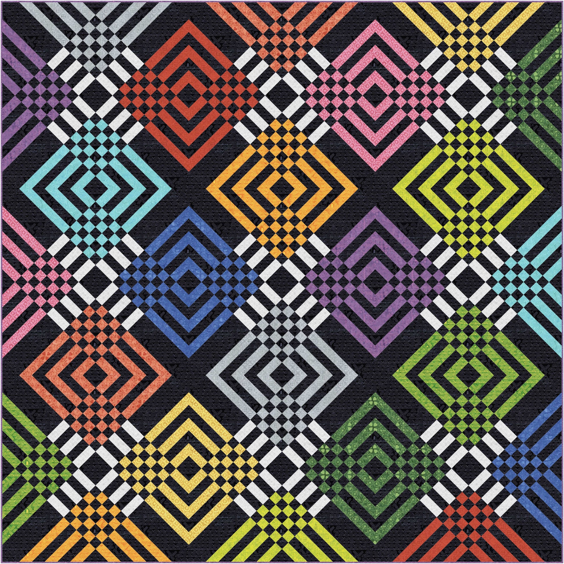 Dutch Days Batiks by Shayla Wolf of Sassafras Lane Designs - Interlock Quilt Reference