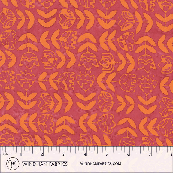 Dutch Days Batiks by Shayla Wolf of Sassafras Lane Designs - Tulip Study Strawberry 750Q-1