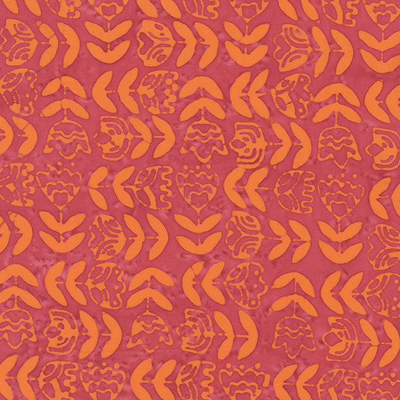 Dutch Days Batiks by Shayla Wolf of Sassafras Lane Designs - Tulip Study Strawberry 750Q-1
