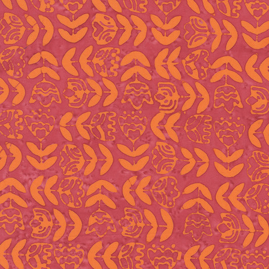 Dutch Days Batiks by Shayla Wolf of Sassafras Lane Designs - Tulip Study Strawberry 750Q-1