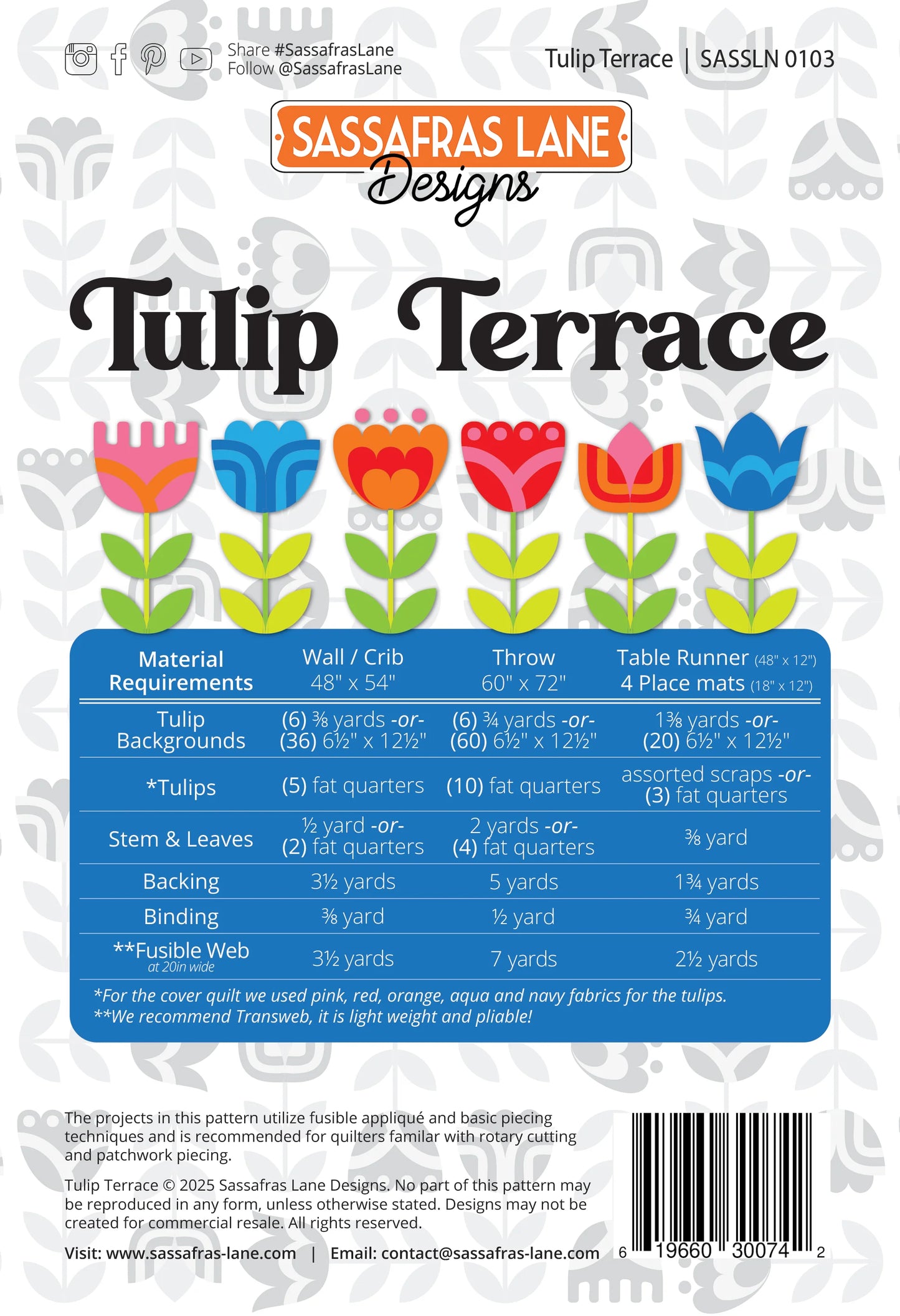 Dutch Days Batiks by Shayla Wolf of Sassafras Lane Designs - Tulip Terrace Applique Quilt Kit