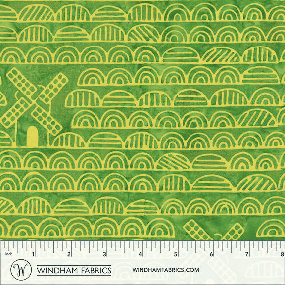 Dutch Days Batiks by Shayla Wolf of Sassafras Lane Designs - Windmills Grasslands 754Q-2