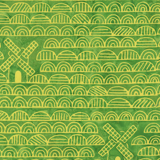 Dutch Days Batiks by Shayla Wolf of Sassafras Lane Designs - Windmills Grasslands 754Q-2