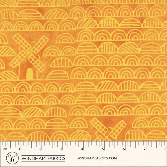 Dutch Days Batiks by Shayla Wolf of Sassafras Lane Designs - Windmills Marmalade 754Q-1