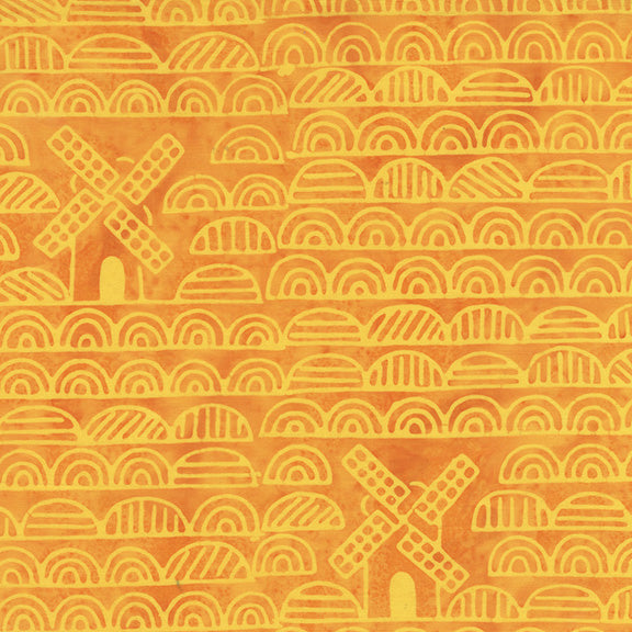 Dutch Days Batiks by Shayla Wolf of Sassafras Lane Designs - Windmills Marmalade 754Q-1