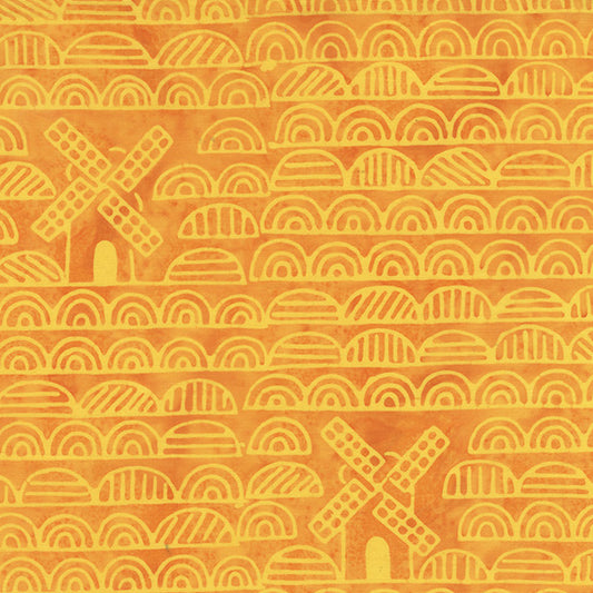 Dutch Days Batiks by Shayla Wolf of Sassafras Lane Designs - Windmills Marmalade 754Q-1