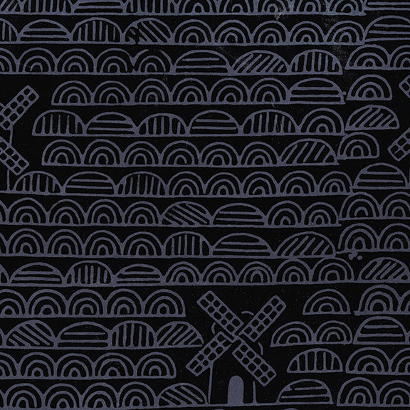 Dutch Days Batiks by Shayla Wolf of Sassafras Lane Designs - Windmills Pitch Black 754Q-4