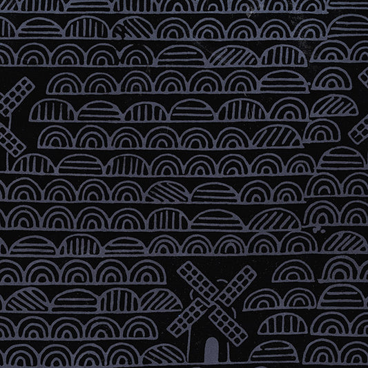 Dutch Days Batiks by Shayla Wolf of Sassafras Lane Designs - Windmills Pitch Black 754Q-4