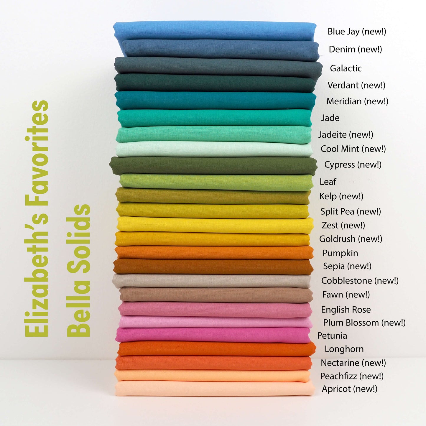 Elizabeth Hartman's Favorite Bella Solids 2025 : Charm Pack